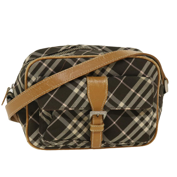 BURBERRY Nova Check Shoulder Bag Nylon Black Auth 39654 - Picture 1 of 16